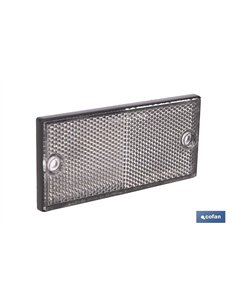 CATADIÓPTRICO RECTANGULAR BLANCO 106 X 50 MM CON AGUJERO SIN TORNILLO