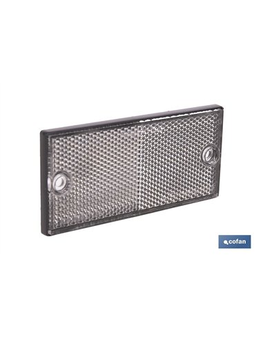 CATADIÓPTRICO RECTANGULAR BLANCO 106 X 50 MM CON AGUJERO SIN TORNILLO