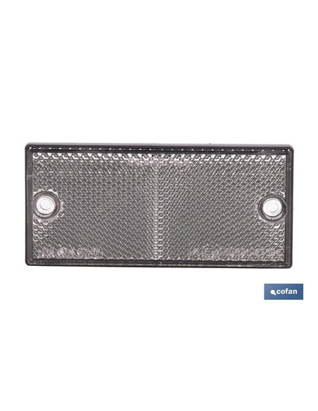 CATADIÓPTRICO RECTANGULAR BLANCO 106 X 50 MM CON AGUJERO SIN TORNILLO