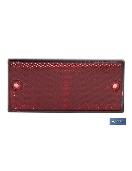 CATADIÓPTRICO RECTANGULAR ROJO 106 X 50 MM CON AGUJERO SIN TORNILLO CON ADHESIVO