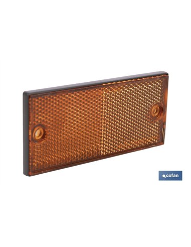 CATADIÓPTRICO RECTANGULAR ÁMBAR 106 X 50 MM CON AGUJERO SIN TORNILLO CON ADHESIVO