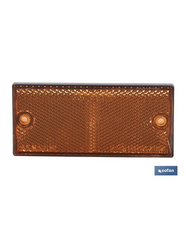 CATADIÓPTRICO RECTANGULAR ÁMBAR 106 X 50 MM CON AGUJERO SIN TORNILLO CON ADHESIVO
