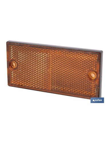 CATADIÓPTRICO RECTANGULAR ÁMBAR 106 X 50 MM CON AGUJERO SIN TORNILLO CON ADHESIVO