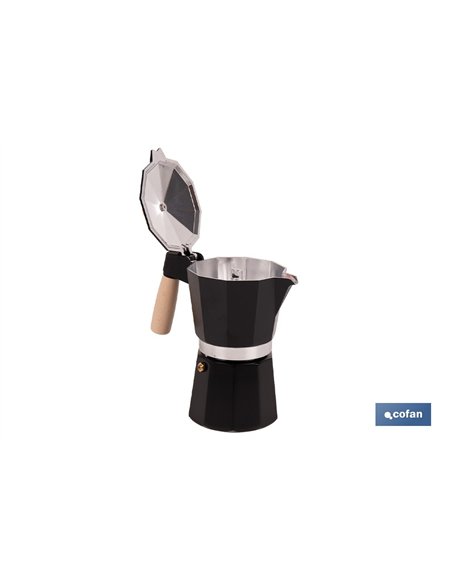 CAFETERA ITALIANA DE INDUCCIÓN NEGRA 6 TAZAS