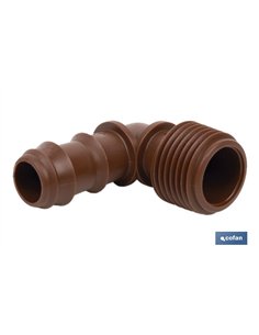 CON. EN CODO R.MACHO Ø16MM-3/4 (MARRÓN-MAX SEGUR.) Venta unitaria