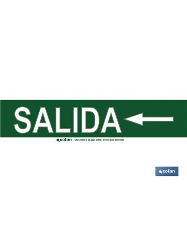 SEÑAL LUMINISCENTE 400X100MM.