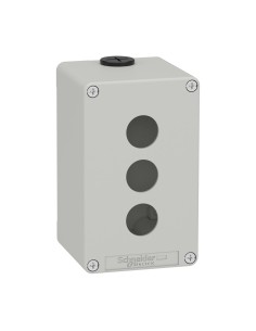 Caja vacía GRIS 3 ORIFICIOS con medidas 30x20x10 cm y material plástico resistente.