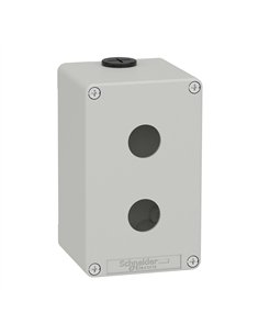 Caja vacía GRIS SCHNEIDER 2 orificios, material resistente y diseño compacto.