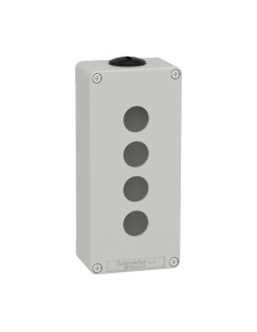 Caja vacía GRIS SCHNEIDER 4 orificios, material resistente y diseño compacto.