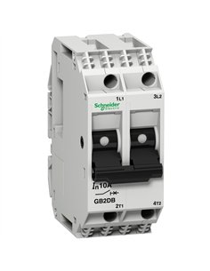 Disyuntor MAGTER 2P 10A con protección térmica y doble polo.