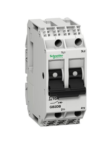 Disyuntor MAGTER 2P 10A con protección térmica y doble polo.