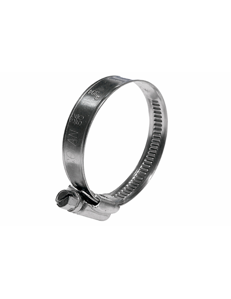 Abrazadera inox A-2 banda 9mm rango de ajuste 30-45mm con enganche de rosca incorporado