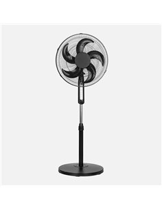Ventilador De Pie Liberty Negro 3vel 45w 5aspas  Fijo Y Rotatorio C/remoto Y Temporizador Regx43x43cm