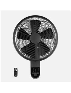 Ventilador Pared Aloha 50w Negro 3vel 5asp C/remoto Oscilante Y Orientable,temporiz.60x43x32cm