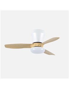 Ventilador Dc Cain 15w 1800lm Blanco/haya 3aspas 62d 300 0k4200k6500Kk Regulable Intensidad+Remoto+temporizador+memoria