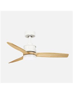 Ventilador Dc Barrax 18w Blanco/haya 3aspas 6vel 106d Luz Opcional 2250lm 300045006500Kk Remoto+memoria+temporizador