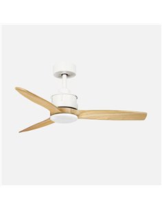 Ventilateur Barrax DC 18 W Blanc/Hêtre 3 pales 6 vitesses 106d Éclairage optionnel 2250 lm 300045006500KK Télécommande + mémoire 2