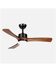 Ventilador DC Hellin 18w Preto/Carvalho 3 Pás 6 Velocidades 106d Luz Opcional 2250l m300045006500Kk Controle Remoto + Memória + 