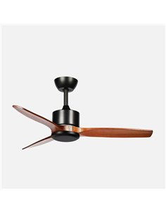Ventilador Montiel DC 18w Preto/Carvalho 3 Pás 6 Velocidades 106d Luz Opcional 2250lm 300045006500Kk Controle Remoto + Memória + 2