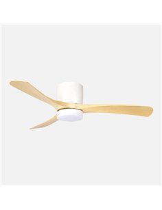 Ventilador Dc Paterna 18w Blanco/haya 3aspas 6vel 117d Luz Opcional 2250lm 300045006500Kk Remoto+memoria+temporizador