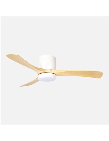 Ventilador Dc Paterna 18w Blanco/haya 3aspas 6vel 117d Luz Opcional 2250lm 300045006500Kk Remoto+memoria+temporizador