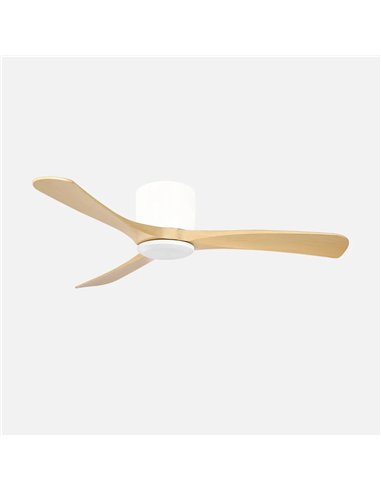 Ventilador Dc Paterna 18w Blanco/haya 3aspas 6vel 117d Luz Opcional 2250lm 300045006500Kk Remoto+memoria+temporizador