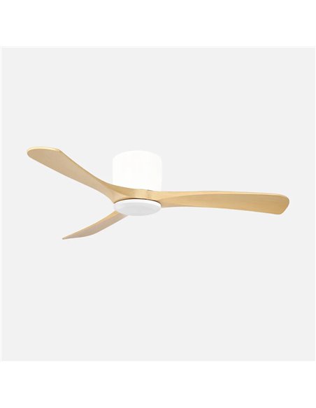 Ventilador Dc Paterna 18w Blanco/haya 3aspas 6vel 117d Luz Opcional 2250lm 300045006500Kk Remoto+memoria+temporizador