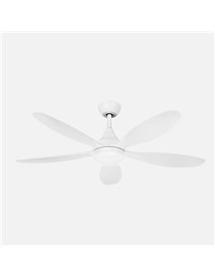 Ventilador Tobarra DC 18w Branco 5 pás 6 velocidades 132d 2250lm 300045006500Kk Controle remoto + memória + temporizador