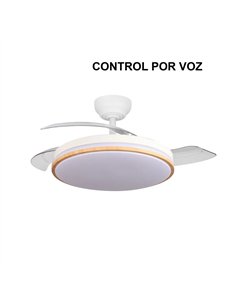 Ventilador DC Parlatore 60w Branco/Faia 3 Pás Controle por Voz 107d 6980lm 3 Cores com Controle Remoto + Ajuste de Intensidade +
