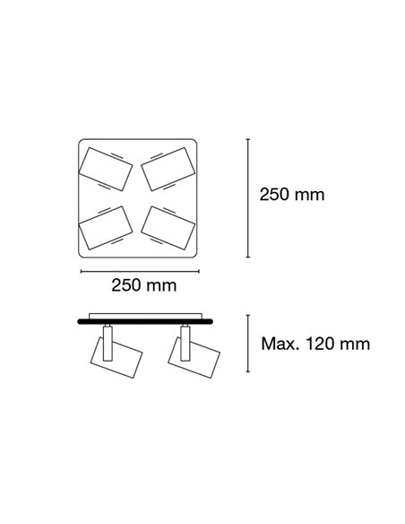 Plafón de techo Oroel 4xGU10