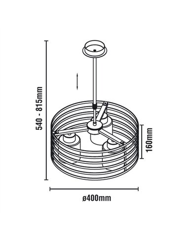 Lampara Cell/2 Wengue Redonda 3 Luces E27 Max 40W