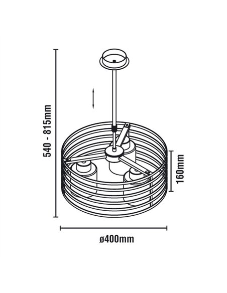Lampara Cell/2 Wengue Redonda 3 Luces E27 Max 40W