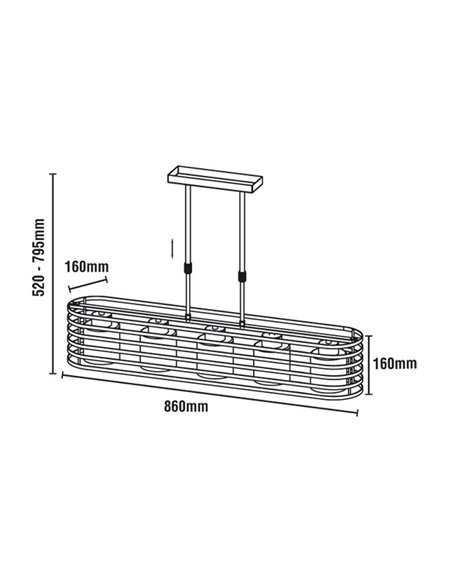 Lampara Cell/2 Wengue Eliptica 5 Luces E27 Max 40W
