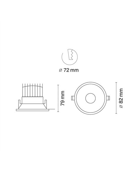 Empotrable LED ABEL 12W 3000K 1000 lm IP44 redondo blanco