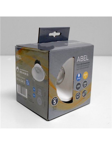 Empotrable LED ABEL 12W 3000K 1000 lm IP44 redondo blanco