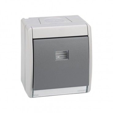 Bouton gris 10ax 250v avec la lumière ip55 SIMON 4490160-035