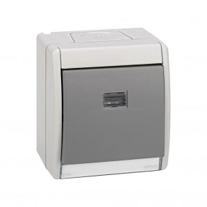 Grey switch 10ax 250v with light ip55 SIMON 4490204-035
