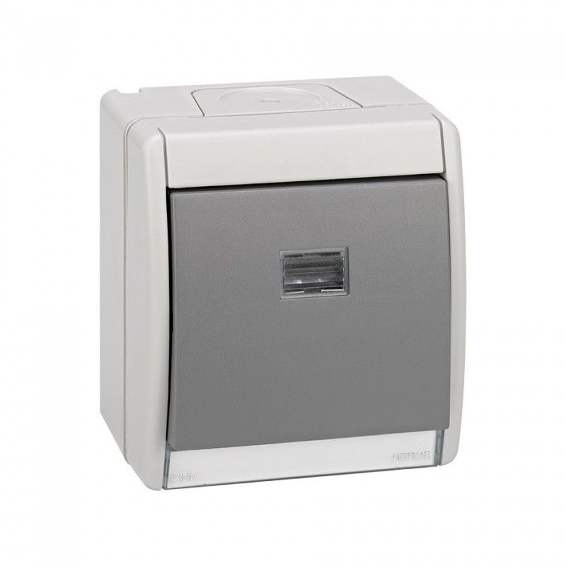 Commutateur gris 10ax 250v avec la lumière ip55 SIMON 4490204-035
