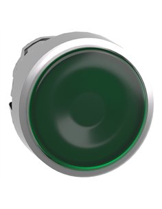 Cabeza pulsante RASANTE TRANSPARENTE verde + IP65 + material resistente y duradero.