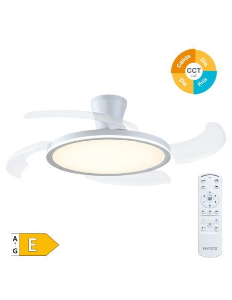 Ventilador de techo Gomce con luz CCT regulable y mando Ø122