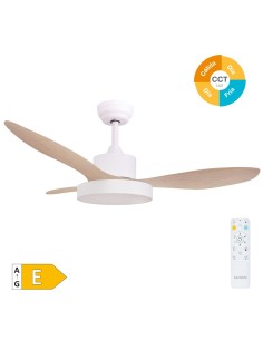 Ventilateur de plafond Biula avec lumière CCT réglable et télécommande Ø122 cm 3 pales DC Blanc