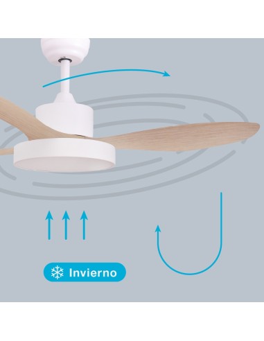 Ventilatore da soffitto Biula con luce CCT regolabile e telecomando Ø122 cm 3 pale DC Bianco