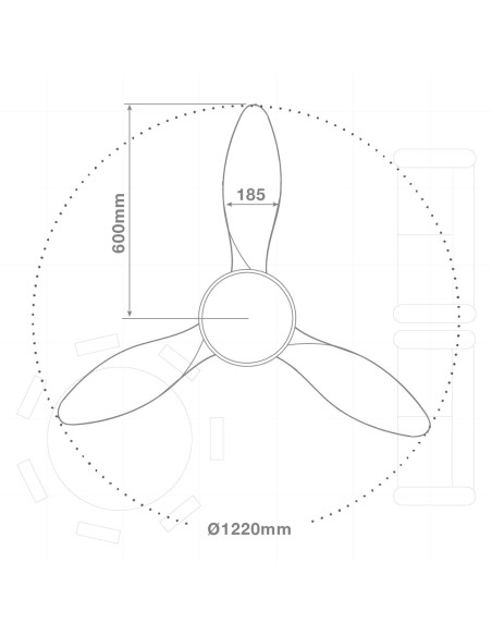 Deckenventilator Biula mit einstellbarem CCT-Licht und Fernbedienung Ø122 cm 3 Blätter DC Weiß