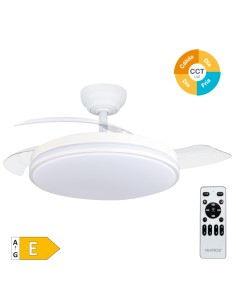 Ventilatore da soffitto Bayat con luce CCT regolabile e telecomando Ø107 DC Bianco