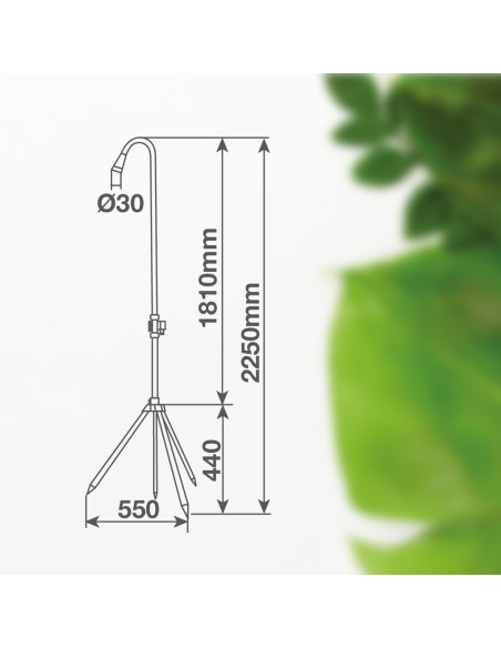 Doccia da giardino con treppiede 2,25 m e altezza regolabile