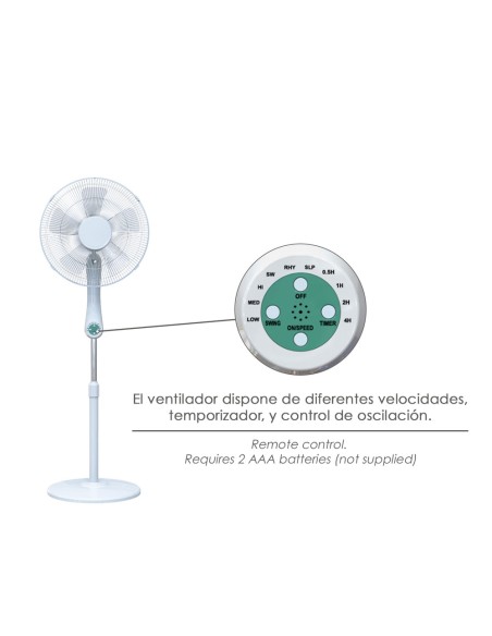 Ventilador de Suelo Silencioso con Mando a Distancia - 55W