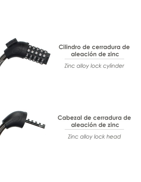 Cavo per bicicletta a spirale con combinazione 12 mm x 120 cm