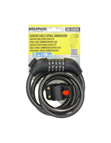 Cable de bicicleta espiral con combinación 12 mm x 120 cm