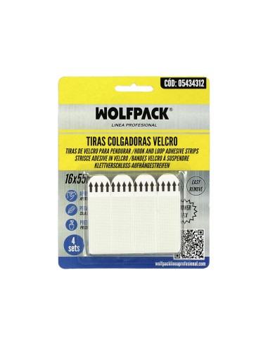 Adhesive Velcro Strips 16 x 55 mm - Blister of 4 units