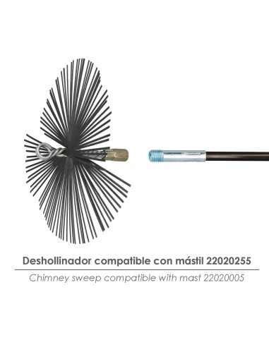 Spazzola per camino in acciaio inox 250 mm M12